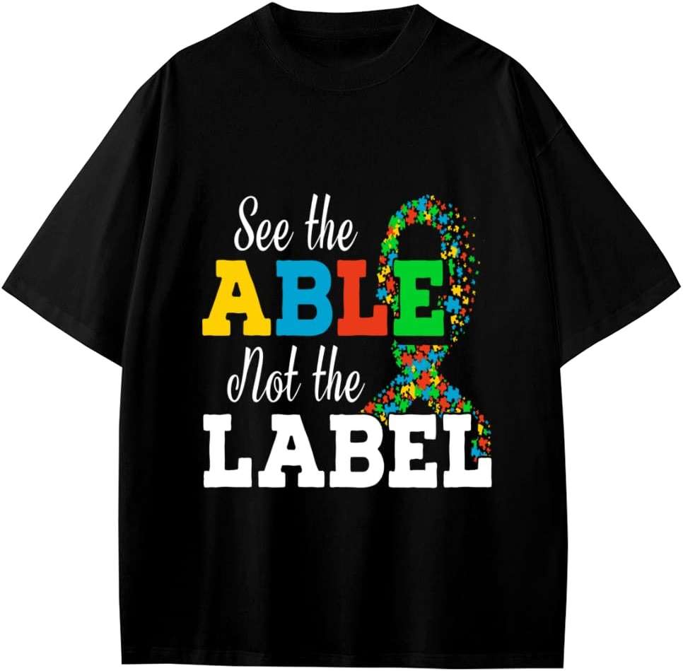 Boy Kid T-Shirt,See The Able Not The Label Hilarious,Teens Short Sleeve Graphic Summer Top Clothes - Image 1