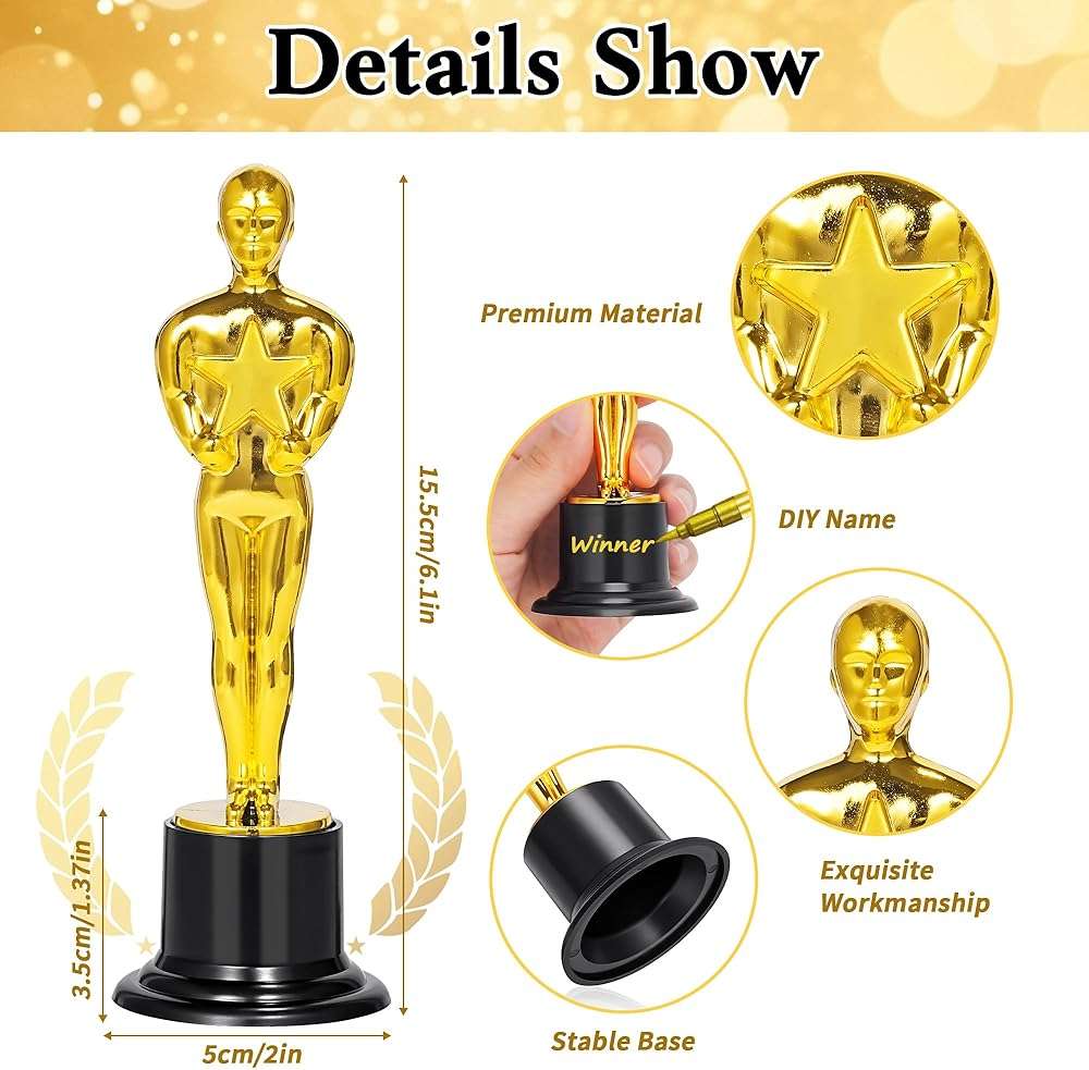 Joyomato Gold Award Trophy, 24 Pack 6 Inch Trophies for Party Decorations, Game Prize, Award Ceremony, Appreciation Gift - Image 2