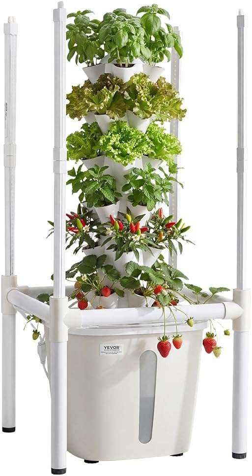 VEVOR Hydroponic Tower, 30 Pods 6 Tiers Hydroponics Growing System Kit with LED Grow Light & App Control, Vertical Home Garden with 20L Water Tank & Pump, Planter for Indoor Herbs, Fruits, Vegetables - Image 1