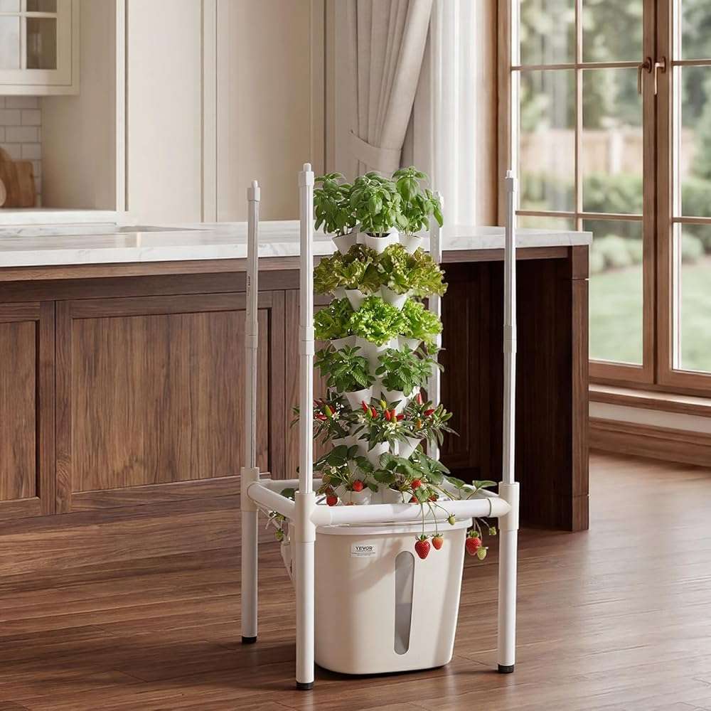VEVOR Hydroponic Tower, 30 Pods 6 Tiers Hydroponics Growing System Kit with LED Grow Light & App Control, Vertical Home Garden with 20L Water Tank & Pump, Planter for Indoor Herbs, Fruits, Vegetables - Image 2