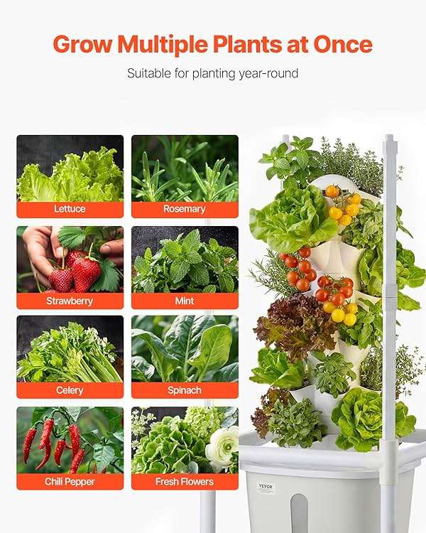 VEVOR Hydroponic Tower, 30 Pods 6 Tiers Hydroponics Growing System Kit with LED Grow Light & App Control, Vertical Home Garden with 20L Water Tank & Pump, Planter for Indoor Herbs, Fruits, Vegetables - Image 8